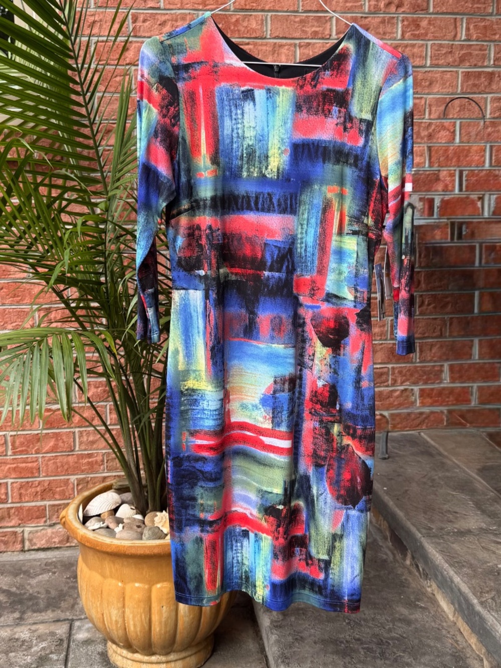 Karen Kane Multi color abstract design dress NWT